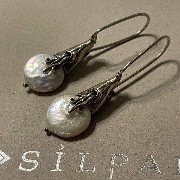 Silpada RARE Coin Pearl Sterling Silver Earrings W1269 - Picture 14 of 16